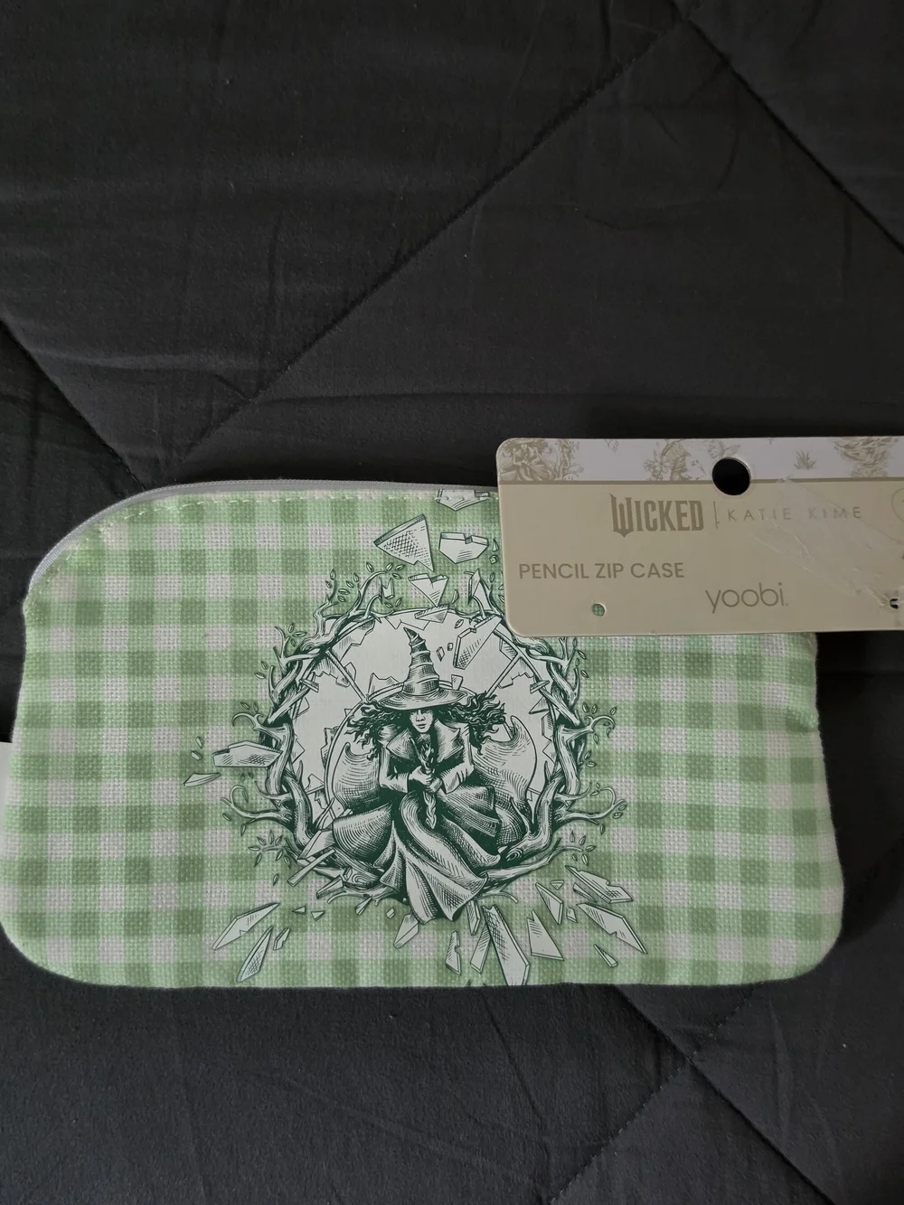 yoobi Green Gingham Wicked  Spiral Notebook & Reversible Makeup/ Pencil Case Set